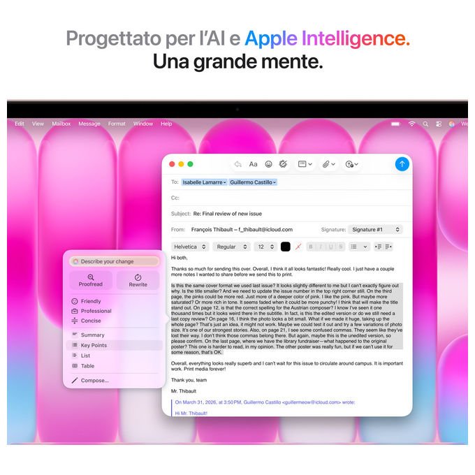 Apple MacBook Neo 13'', chip A18 Pro, cpu 6 core, gpu 5 core, 8GB memoria unificata, SSD 512GB, Touch ID, rosa pastello