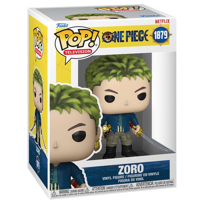 Funko pop! figura in vinile Roronoa Zoro, One Piece live action Netflix, Television #1879, 10 cm, collezione