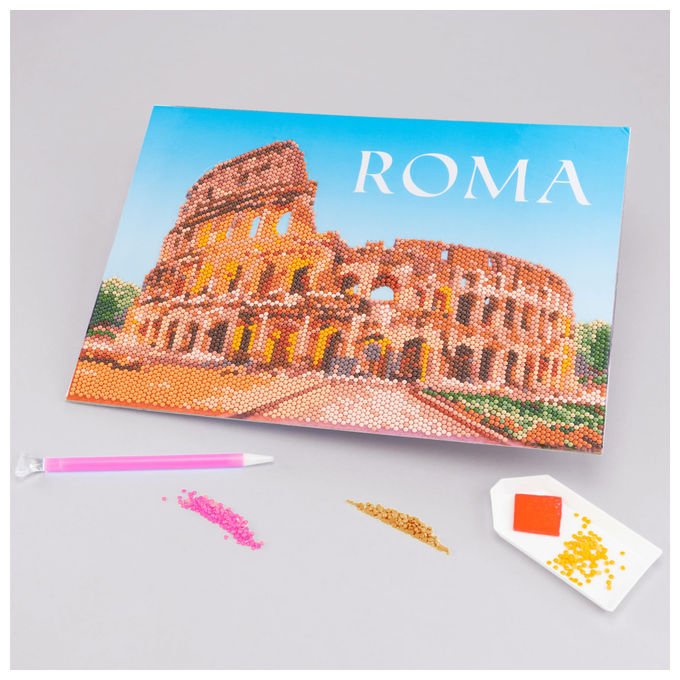 Nice Diamantiny Level Up, kit mosaico 3D con gemme colorate, tema Italia Colosseo Roma, 3000 cristalli, colora con i numeri