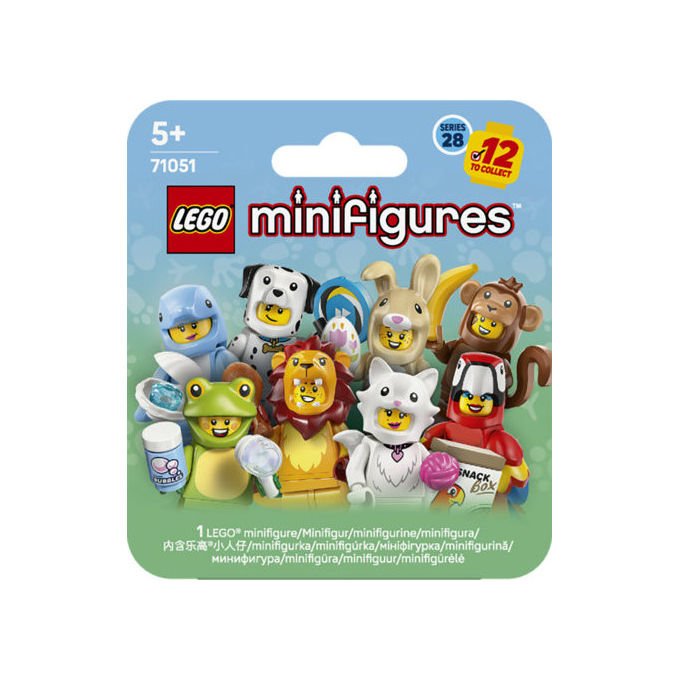 Lego minifigures serie animali 28, 71051, mystery box, 12 personaggi collezionabili in costume, accessori inclusi, eta' 5+