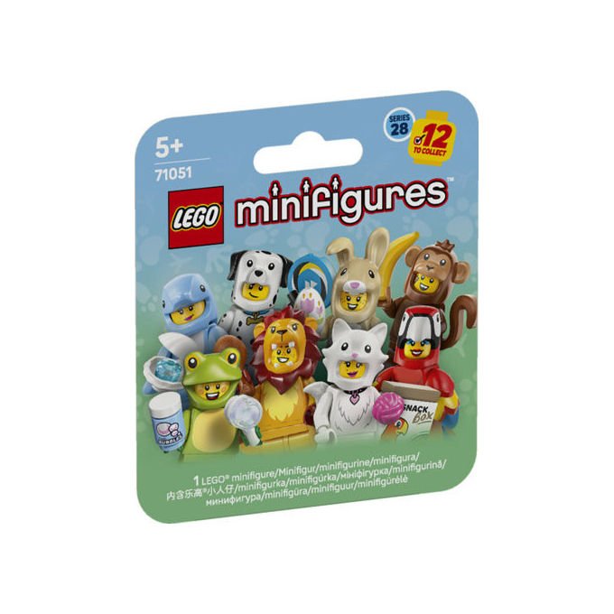 Lego minifigures serie animali 28, 71051, mystery box, 12 personaggi collezionabili in costume, accessori inclusi, eta' 5+