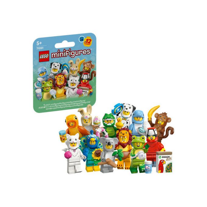 Lego minifigures serie animali 28, 71051, mystery box, 12 personaggi collezionabili in costume, accessori inclusi, eta' 5+