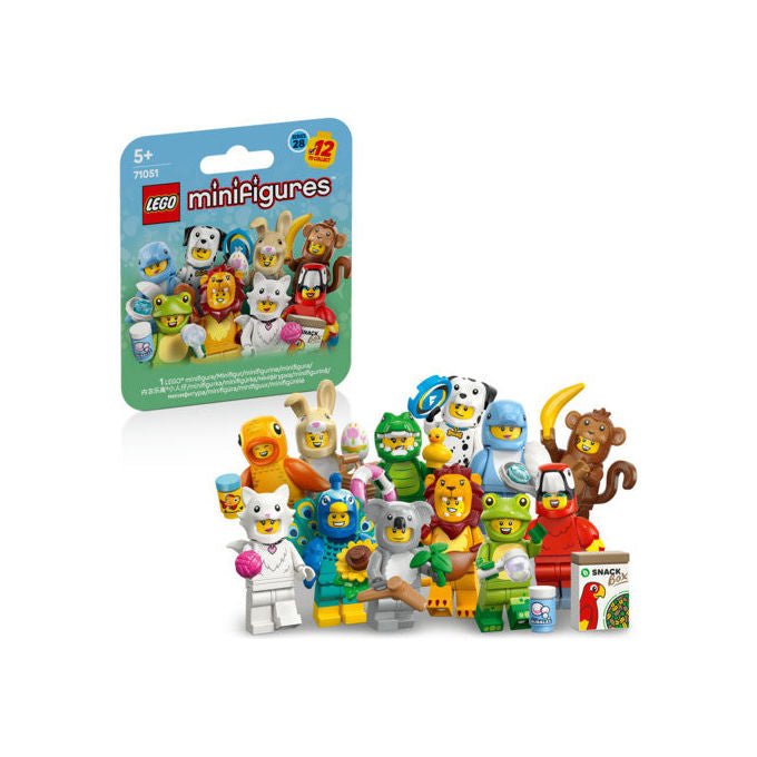 Lego minifigures serie animali 28, 71051, mystery box, 12 personaggi collezionabili in costume, accessori inclusi, eta' 5+