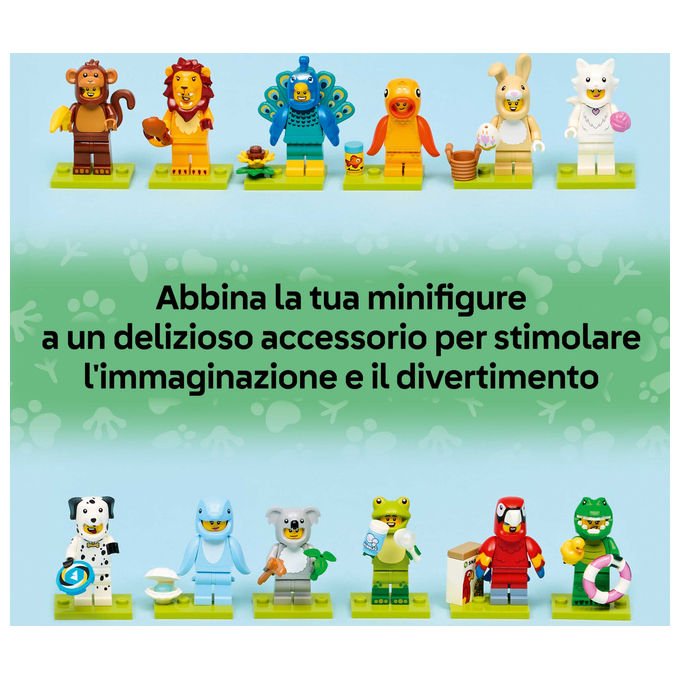 Lego minifigures serie animali 28, 71051, mystery box, 12 personaggi collezionabili in costume, accessori inclusi, eta' 5+