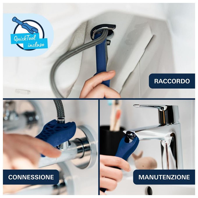 Grohe Dice miscelatore Mono Splitcomando lavabo taglia M, cromo, piletta click-clack, cartuccia ceramica 28 mm, risparmio idrico, 1018320000
