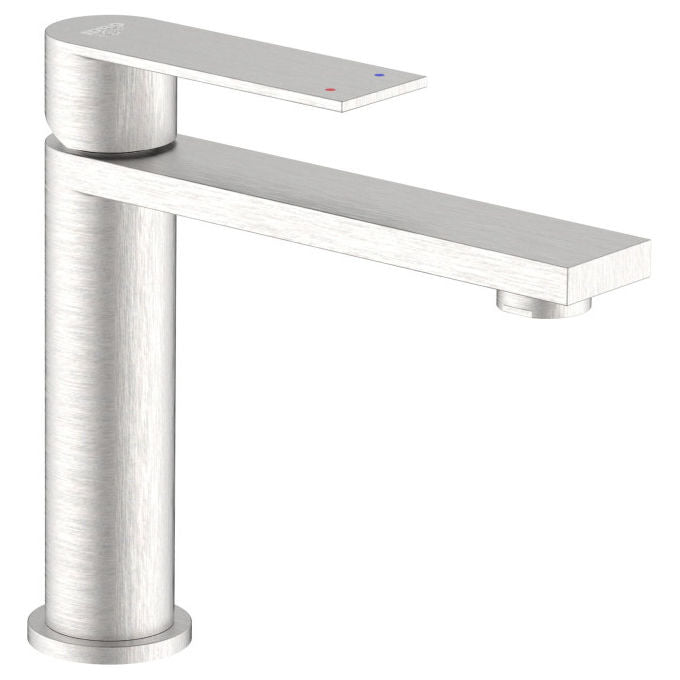 Idro Bric miscelatore lavabo Solar, monocomando, acciaio inox spazzolato SS304, cartuccia ceramica 25 mm, risparmio acqua 6 l-min