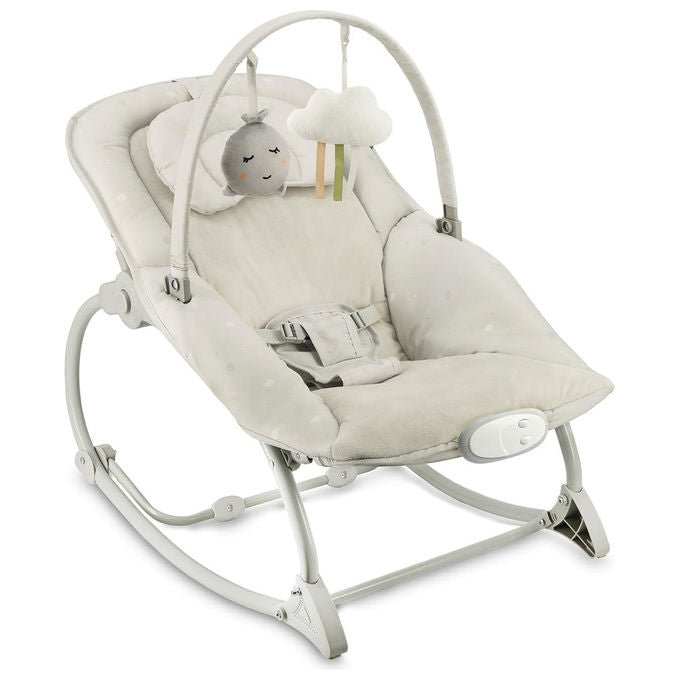 Momi Lapis sdraietta a dondolo neonati, fino a 12 kg, 8 melodie, 3 modalita' vibrazione, schienale 3 posizioni, grigio scuro