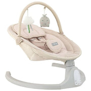Momi Kenani Sand sdraietta elettrica neonato, dondolo bluetooth, telecomando, 5 velocita', 10 melodie, cintura 5 punti, beige