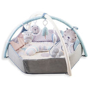 Momi palestrina pastel tappetino educativo 3 in 1, box e piscina di palline, 5 giocattoli sensoriali, 30 palline, 107x106x55 cm