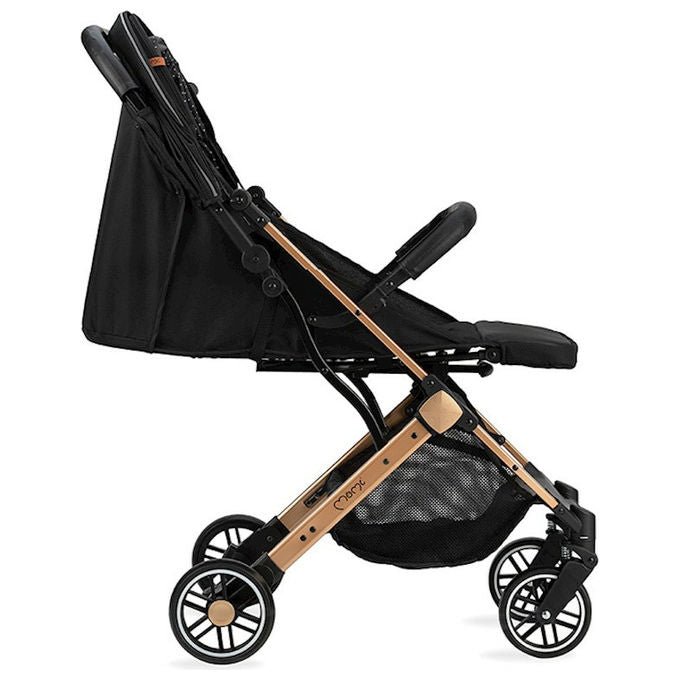 MoMi ESTELLE Passeggino Leggero pieghevole funzione trolley cinture 5 punti da 6 mesi fino a 15 Kg colore Nero