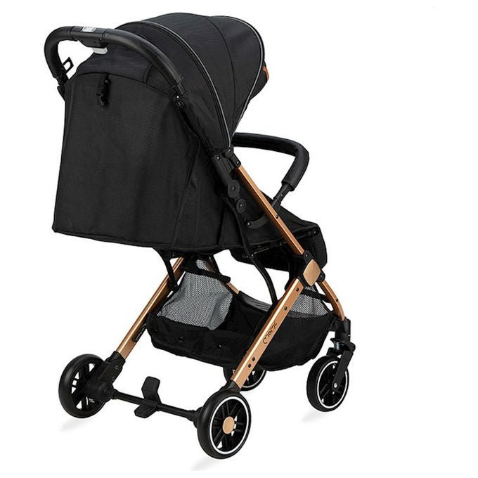MoMi ESTELLE Passeggino Leggero pieghevole funzione trolley cinture 5 punti da 6 mesi fino a 15 Kg colore Nero