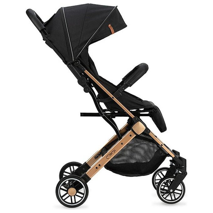 MoMi ESTELLE Passeggino Leggero pieghevole funzione trolley cinture 5 punti da 6 mesi fino a 15 Kg colore Nero