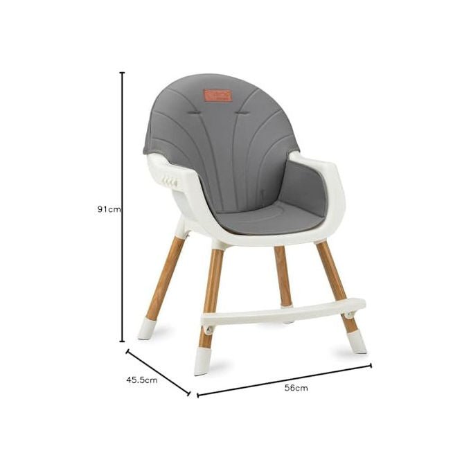 Momi Reki seggiolone pappa 3 in 1, cintura sicurezza 5 punti, vassoio rimovibile, 6 mesi 5 anni, grigio