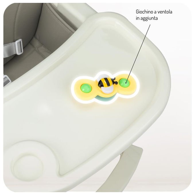 Momi Reki seggiolone pappa 3 in 1, cintura sicurezza 5 punti, vassoio rimovibile, 6 mesi 5 anni, grigio