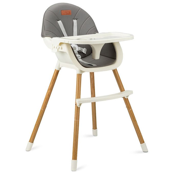 MoMi Reki seggiolone 3 in 1, multifunzionale, ecopelle lavabile, cintura 5 punti, vassoio regolabile, beige