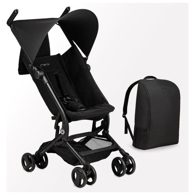MoMi WOSP00033 Grace Passeggino da Viaggio Compatto Pieghevole telaio alluminio cinture 5 punti zaino incluso colore Nero
