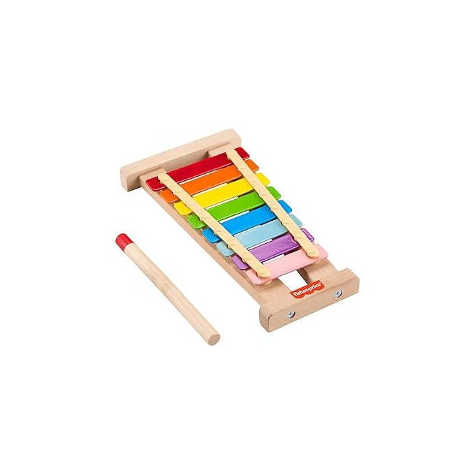 Fisher-Price xilofono in legno certificato FSC, giocattolo musicale montessoriano, mazza inclusa, multicolore, 2+ anni, HXV13
