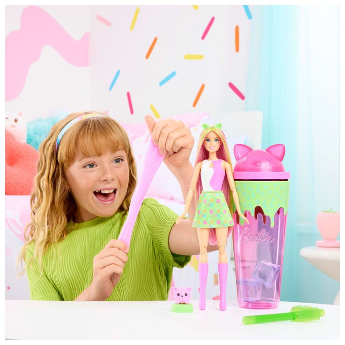 Barbie Pop Reveal bambola gattino, serie Shake, 8 sorprese, cucciolo profumato, accessori inclusi, JCN88
