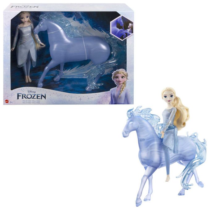 Mattel bambola Elsa e Nokk, Disney Frozen 2, ginocchia pieghevoli, abito rimovibile, dai 3 anni, multicolore