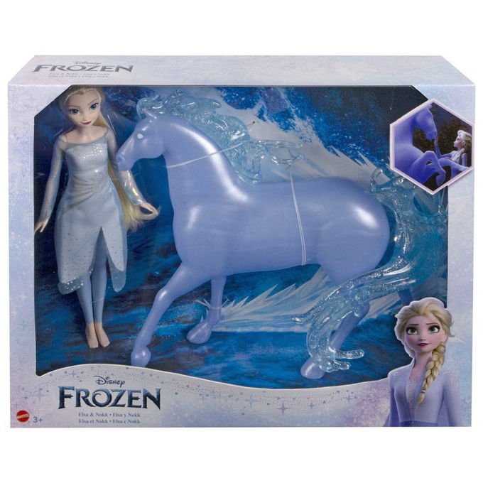 Mattel bambola Elsa e Nokk, Disney Frozen 2, ginocchia pieghevoli, abito rimovibile, dai 3 anni, multicolore