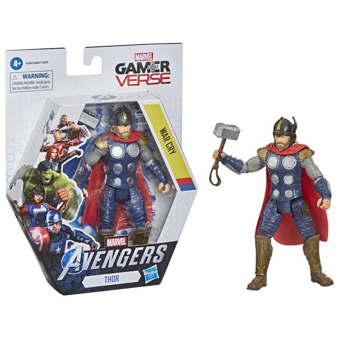 Hasbro action figure Thor War Cry, Marvel Avengers Gamerverse, 15 cm, articolata, ispirata al videogioco