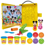 Hasbro Play-Doh Disney Junior playset on the go, valigetta portatile, 3 vasetti pasta modellabile, stampino Topolino Minnie, 4 accessori, dai 3 anni