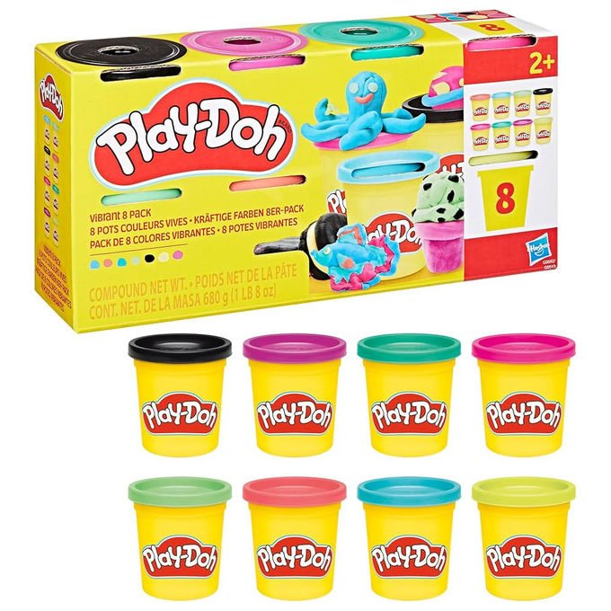 Hasbro Play-Doh pasta modellabile, 8 vasetti da 85 g, colori assortiti, gioco creativo, dai 2 anni