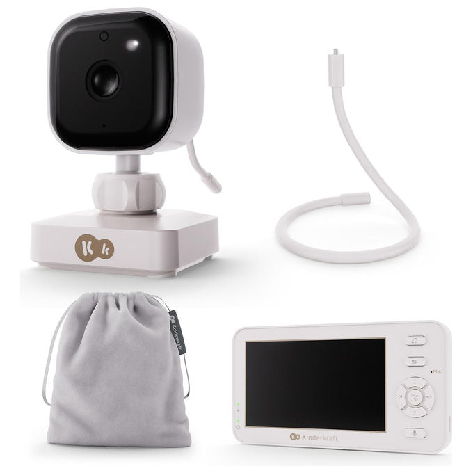 Kinderkraft Niteeye Travel baby monitor con telecamera, schermo 4,3'', senza wifi, visione notturna, audio bidirezionale, modalita' vox, bianco