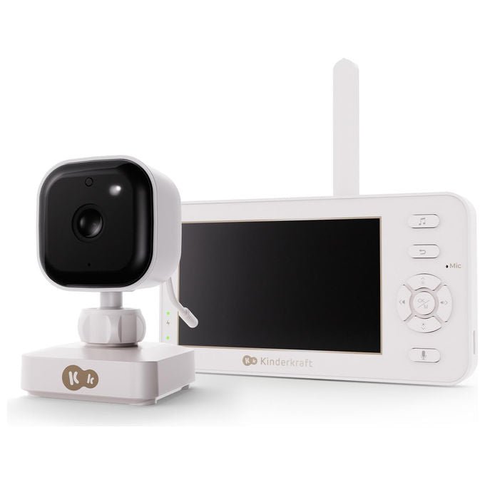 Kinderkraft Niteeye Travel baby monitor con telecamera, schermo 4,3'', senza wifi, visione notturna, audio bidirezionale, modalita' vox, bianco