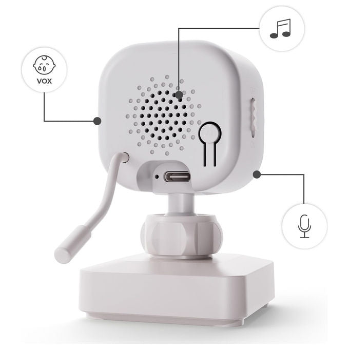 Kinderkraft Niteeye Travel baby monitor con telecamera, schermo 4,3'', senza wifi, visione notturna, audio bidirezionale, modalita' vox, bianco