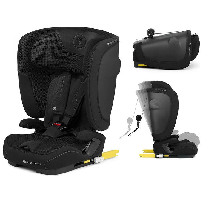 Kinderkraft FIX2GO seggiolino auto i-Size, 76-150 cm, Isofix, Top Tether, saferide sensor, reclinabile 5 posizioni, grigio
