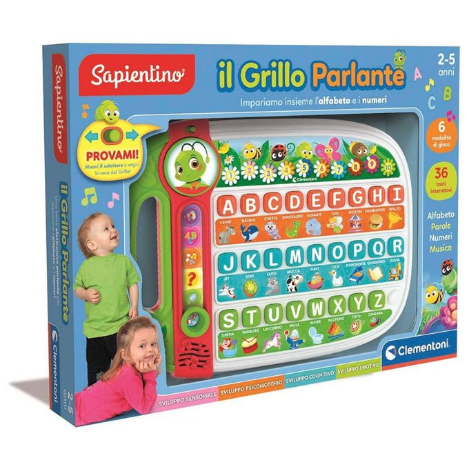 Clementoni Sapientino il Grillo Parlante, gioco educativo, 36 tasti interattivi, 6 modalita', da 2 a 5 anni, alfabeto numeri musica