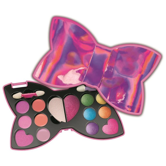 Clementoni Crazy Chic trousse fiocco new glam, set trucchi bambina, ombretti e lucidalabbra, specchietto, 6 anni+