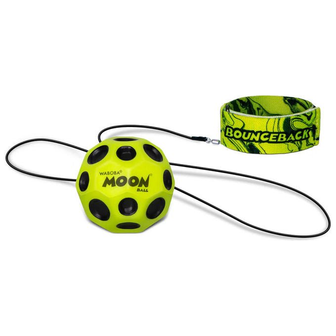 Waboba Moon Ball Bounceback, pallina rimbalzante con laccio elastico e polsiera, diametro 65 mm, gioco riflessi