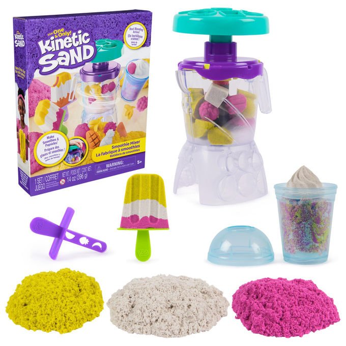 Kinetic Sand set frullati golosi, 396 g di sabbia modellabile, 3 colori, frullatore, formina ghiacciolo, gioco sensoriale, 5+ anni