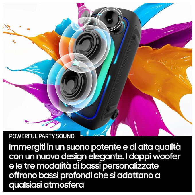 Samsung Sound Tower MX-ST50F, cassa bluetooth 240W, 18 ore autonomia, IPX4, Party Lights+, nero