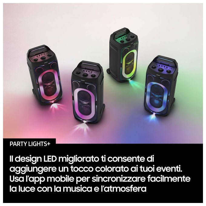 Samsung Sound Tower MX-ST50F, cassa bluetooth 240W, 18 ore autonomia, IPX4, Party Lights+, nero