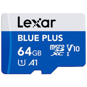 Lexar Blue Plus scheda di memoria microSD 64 GB, UHS-I, velocita' lettura 100 MB-s, classe A1, V10, U1, con adattatore SD