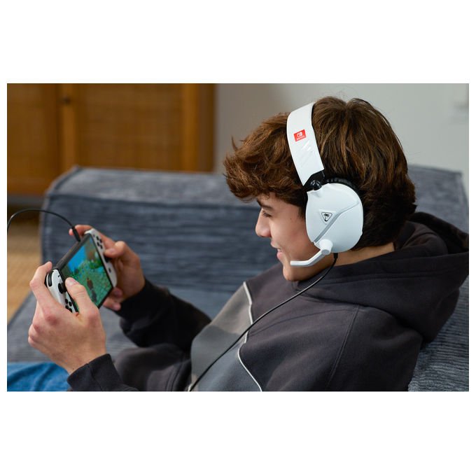 Turtle Beach Recon 70, cuffie gaming con filo, licenza ufficiale Nintendo Switch, microfono pieghevole, jack 3.5 mm, nero bianco