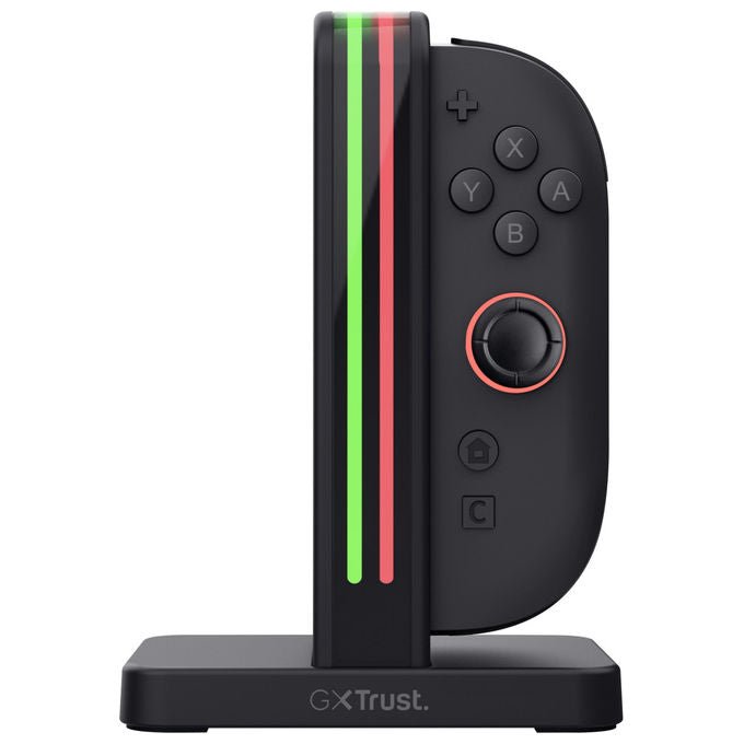 Trust GXT1256 dock di ricarica 4 in 1 per Joy-Con 2, Nintendo Switch 2, indicatori LED, cavo USB incluso, nero
