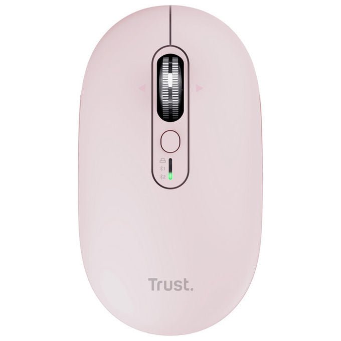 Trust Seron Slim Multi, mouse wireless ambidestro, Bluetooth e USB, ottico 3200 DPI, 7 tasti silenziosi, hyperscroll, ricaricabile, rosa