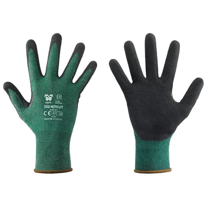 Neri Safety guanti antitaglio Nitcut 332, nitrile microporoso, calibro 18, taglia 8, confezione 12 paia
