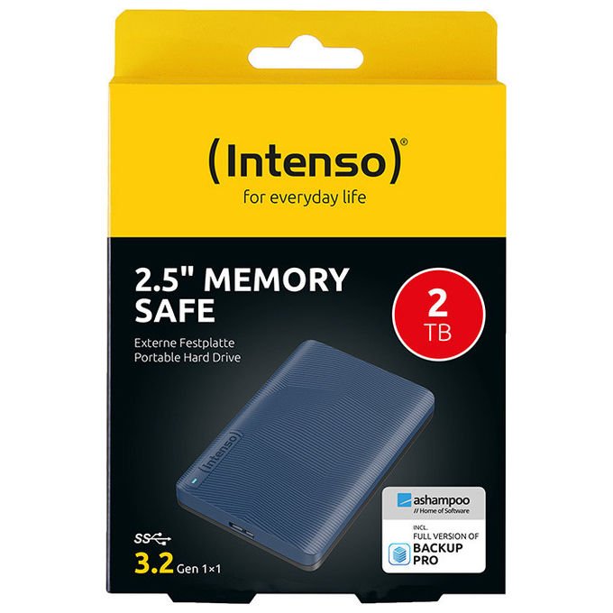 Intenso Memory Safe, hard disk esterno 2 TB, USB 3.2 Gen 1, 2.5'', 85 MB-s, portatile, blu