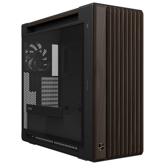 ASUS case ProArt PA602, Midi Tower, legno di noce, vetro temperato, ATX EATX, ventole 200 mm, nero