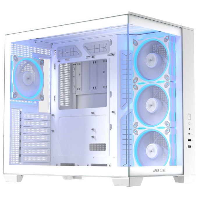 ASUS case mid-tower A32 Plus TG ARGB, vetro temperato, illuminazione ARGB, 4x ventole 120 mm, ATX, bianco