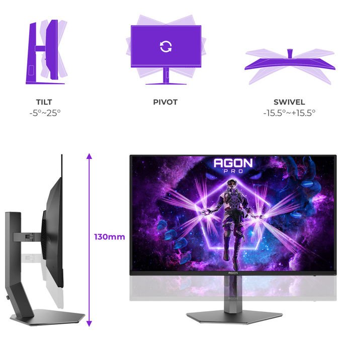 AOC monitor gaming 31,5 pollici QD-OLED 4K, 240 Hz, 0,03 ms, HDR True Black 500, HDMI 2.1, DisplayPort 2.1, AG326UZD2