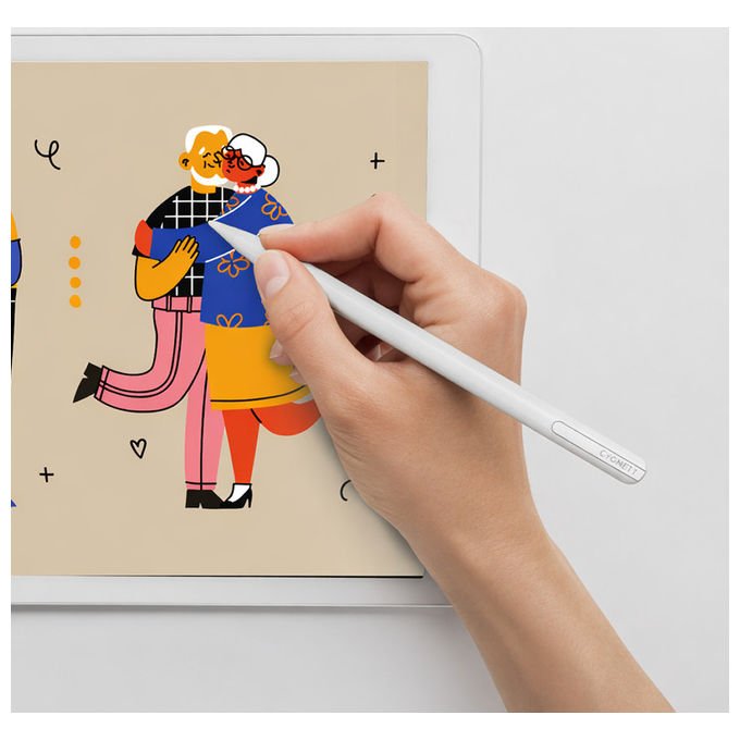 Cygnett MagPen penna stilo attiva per iPad, compatibile Apple, ricarica magnetica, batteria 130 mAh, bianco
