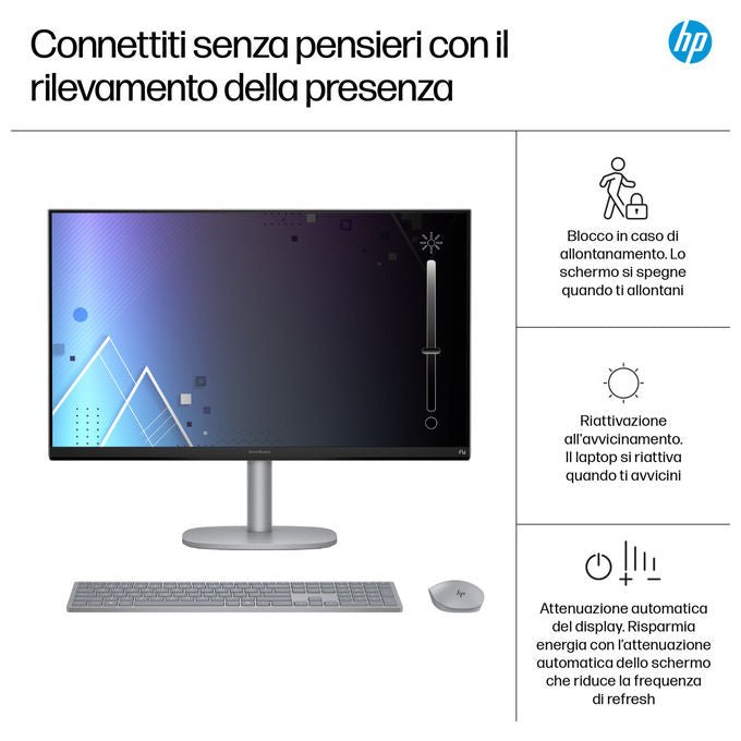 HP OmniStudio X, PC all-in-one 27 pollici touch, Intel Core Ultra 7, 16 GB RAM, 1 TB SSD, Full HD IPS, Windows 11 Home, argento