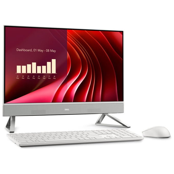 Dell pc all-in-one 23,8 pollici, Intel Core 5 120U, 16 GB DDR5, 512 GB SSD NVMe, Full HD, Wi-Fi 6E, Windows 11 Pro, bianco, EC24250