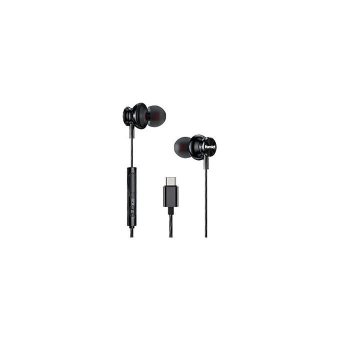Hamlet auricolari in-ear USB-C con microfono e telecomando, stereo, cavo 1,2 m, compatibili smartphone e PC, nero